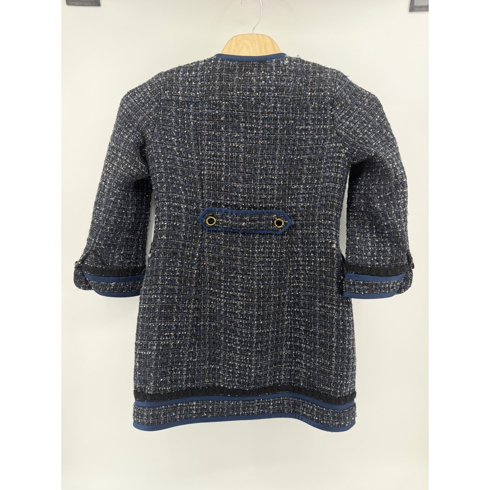 Tory Burch Annabelle Coat Size 8 Navy tweed wool blend - Picture 4 of 9